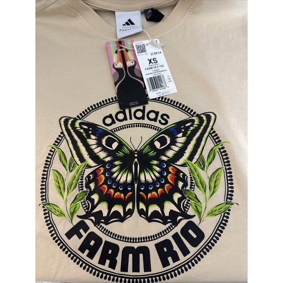 adidas Tops - Adidas Women's Farm Hoodie JL8614 Size XS T Shirt Beige Butterfly